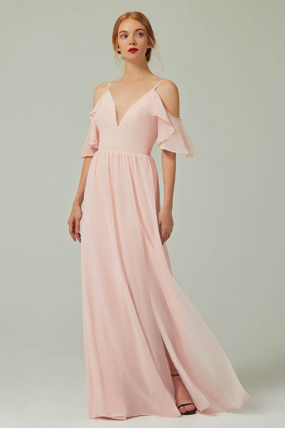 A-Line Floor Length Chiffon Bridesmaid Dress CB0236