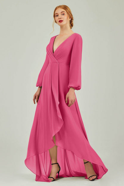 Asymmetrical Sweep-Brush Chiffon Bridesmaid Dress Formal Dresses CB0239