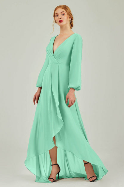 Asymmetrical Sweep-Brush Chiffon Bridesmaid Dress Formal Dresses CB0239