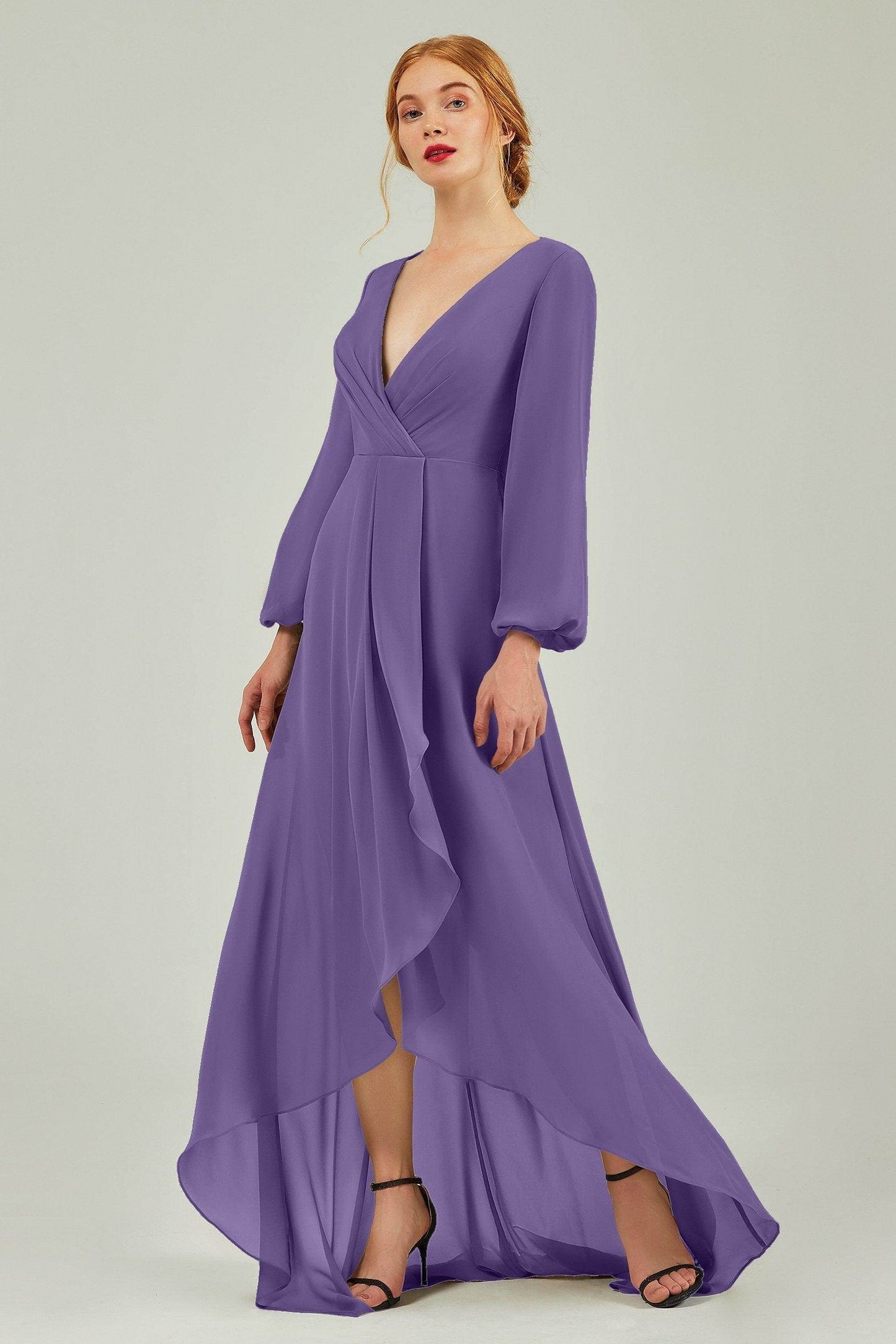 Asymmetrical Sweep-Brush Chiffon Bridesmaid Dress Formal Dresses CB0239