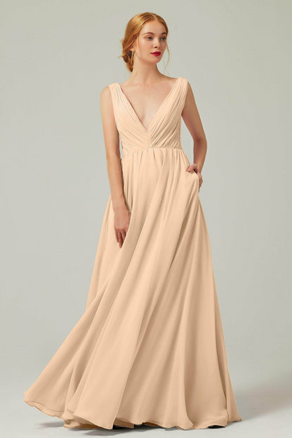 A-Line Floor Length Chiffon Bridesmaid Dress CB0245