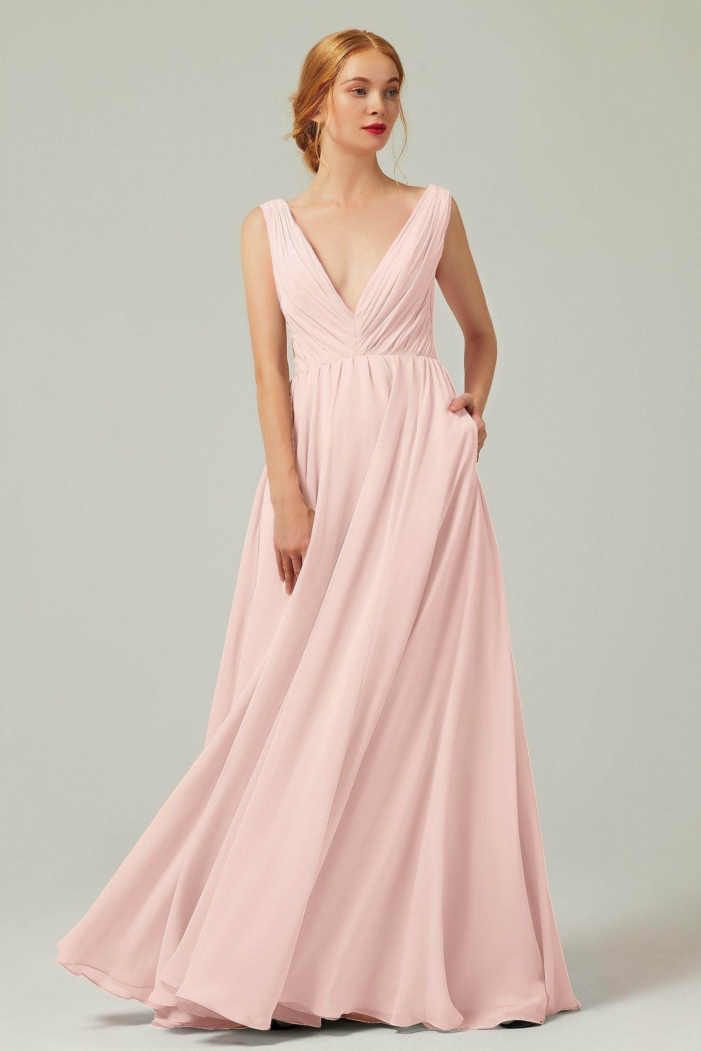 A-Line Floor Length Chiffon Bridesmaid Dress CB0245