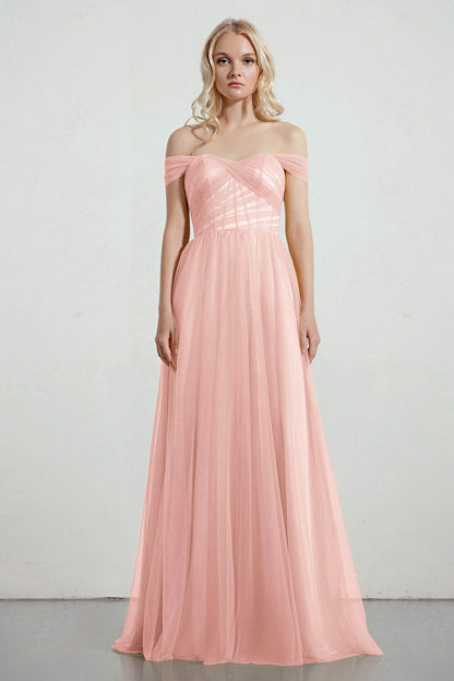 A-Line Tulle/Elastic Silk like Satin Bridesmaid Dress CB0261