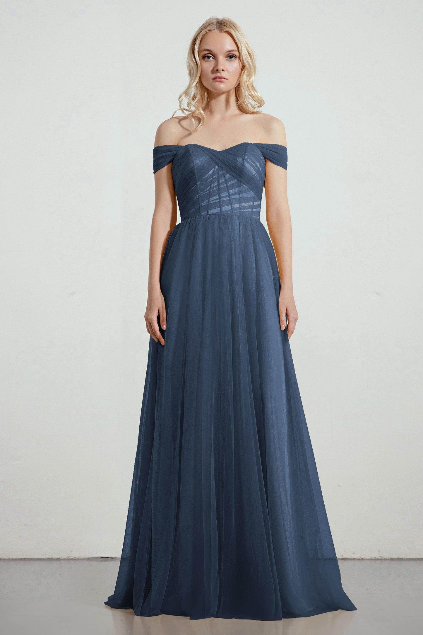 A-Line Tulle/Elastic Silk like Satin Bridesmaid Dress CB0261