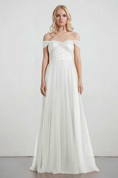 A-Line Tulle/Elastic Silk like Satin Bridesmaid Dress CB0261