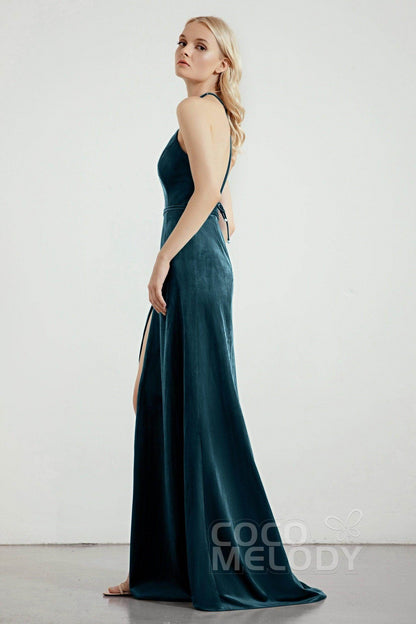Sheath-Column Sweep-Brush Train Bridesmaid Dress Formal Dresses CB0273