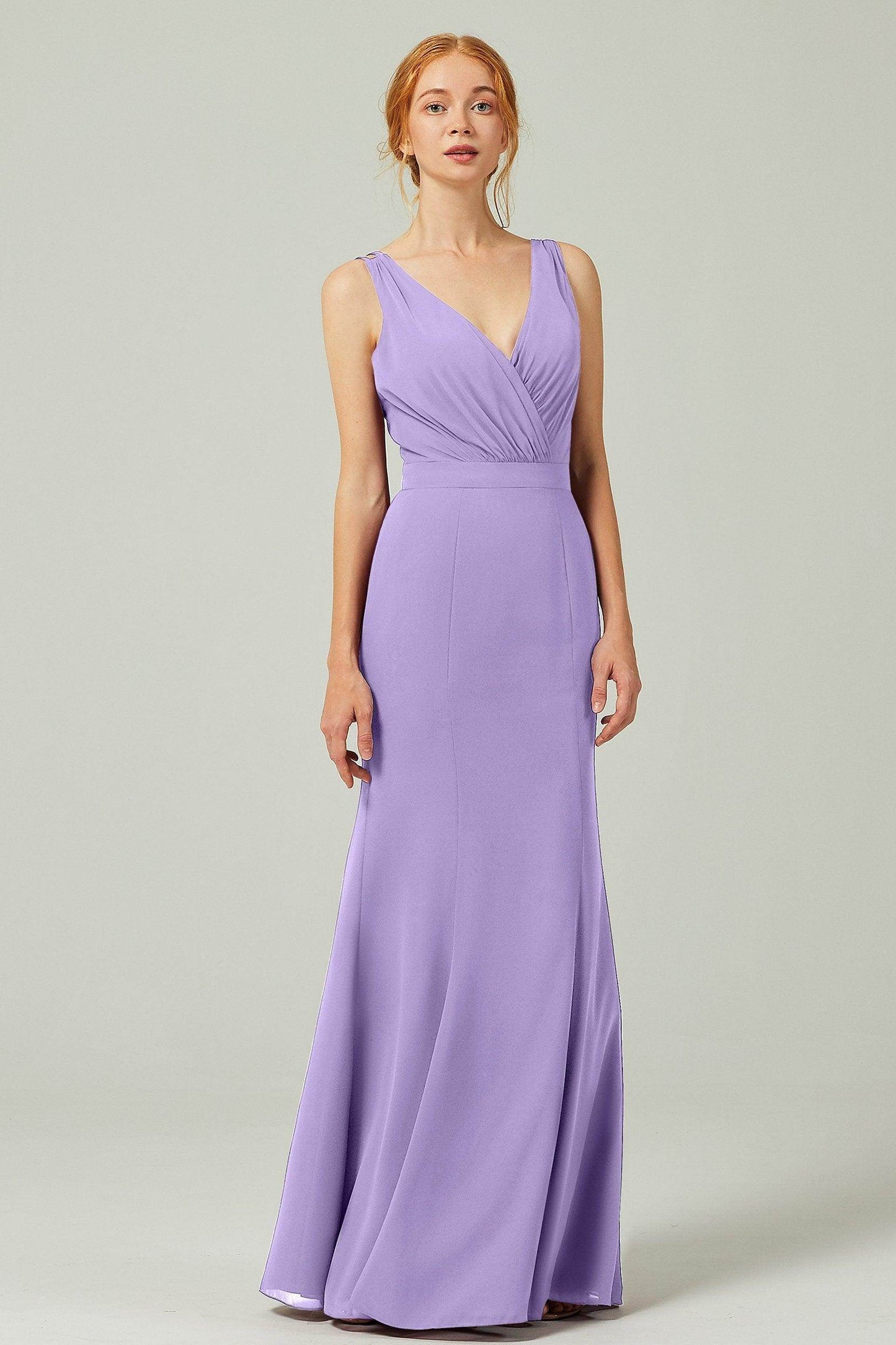 Sheath-Column Floor Length Chiffon Bridesmaid Dress CB0291