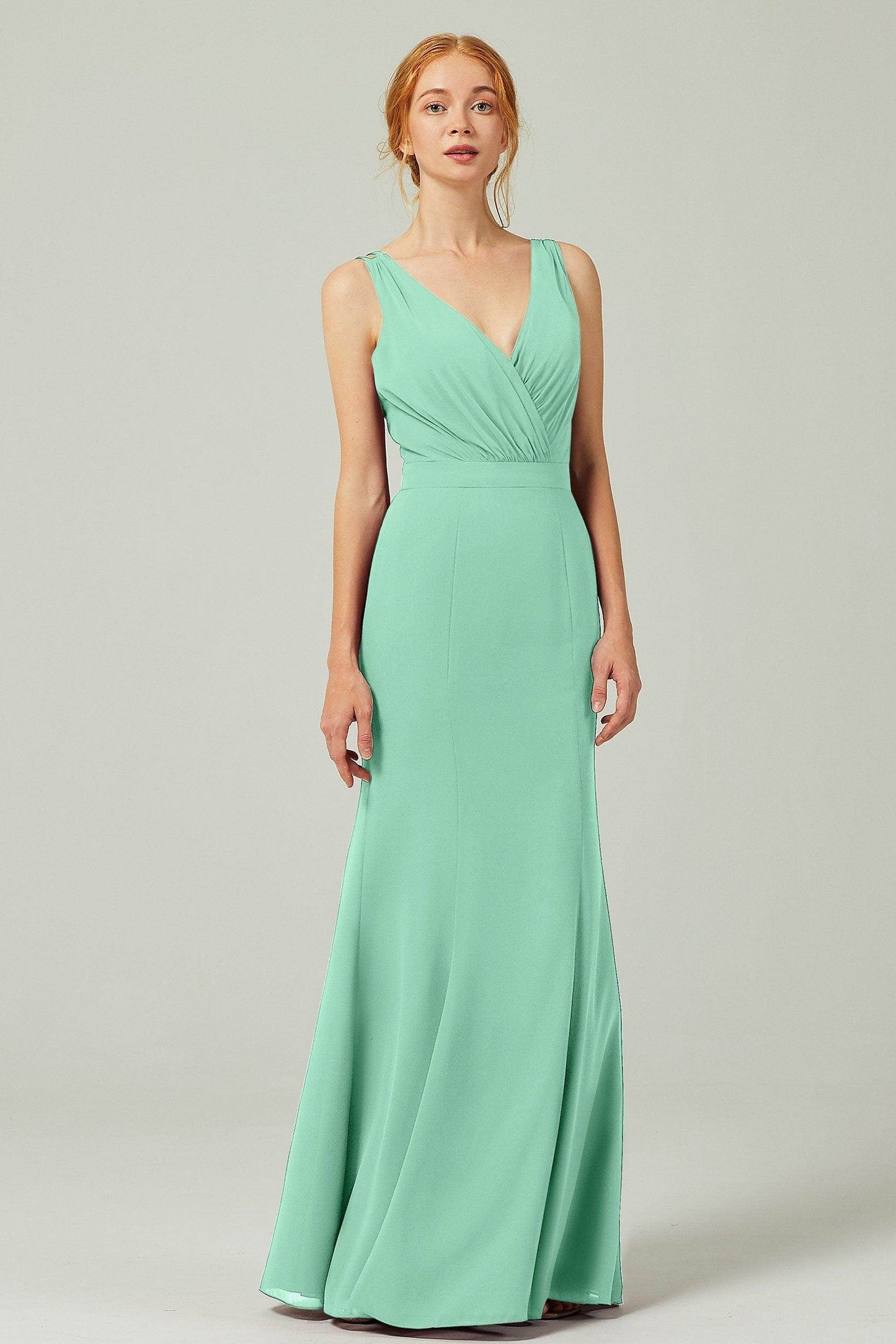 Sheath-Column Floor Length Chiffon Bridesmaid Dress CB0291