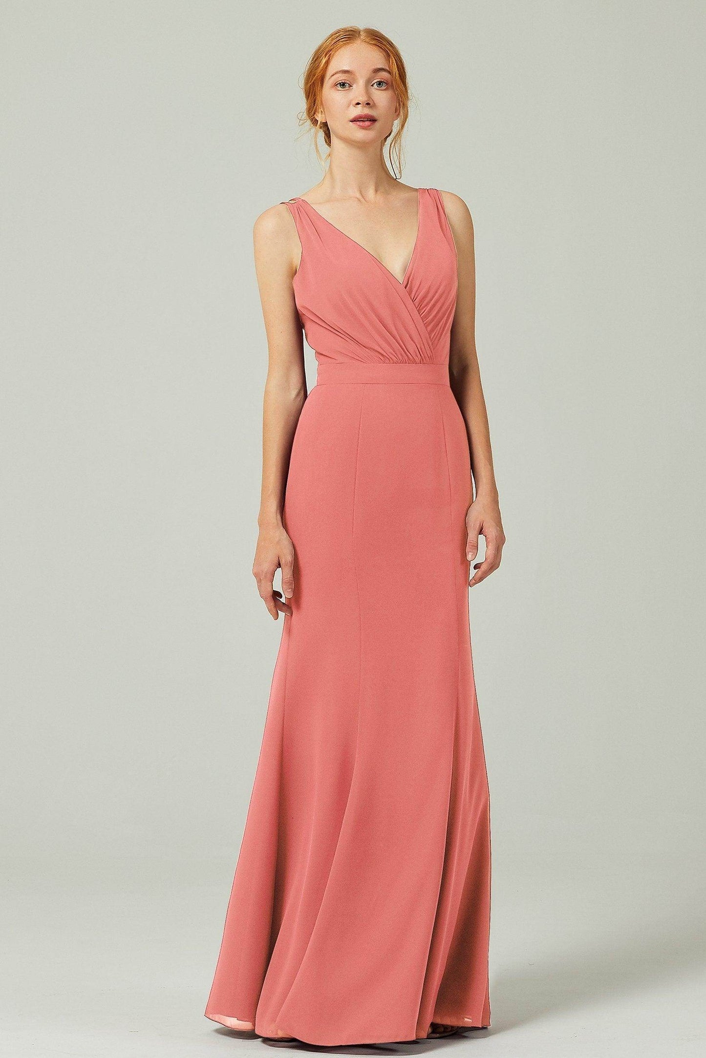 Sheath-Column Floor Length Chiffon Bridesmaid Dress CB0291
