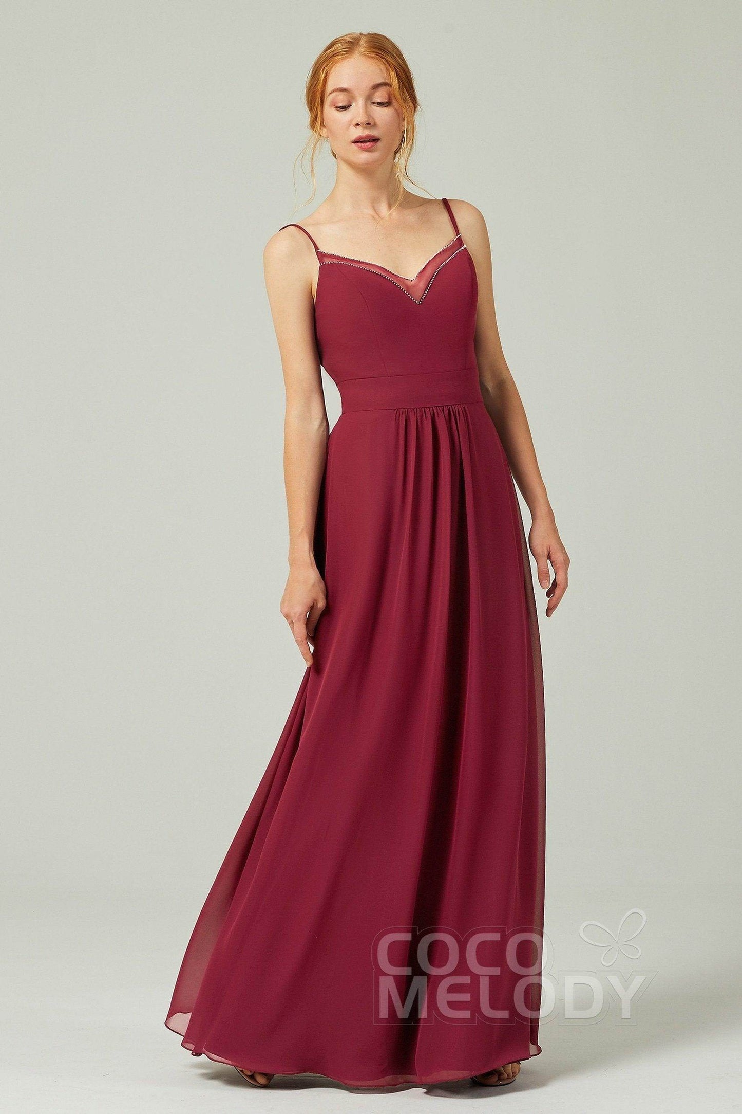 A-Line Floor Length Chiffon Bridesmaid Dress CB0293