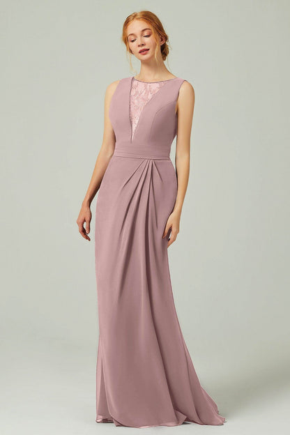Sheath-Column Floor Length Chiffon Bridesmaid Dress Formal Dresses CB0297