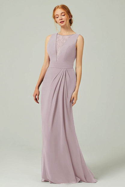 Sheath-Column Floor Length Chiffon Bridesmaid Dress Formal Dresses CB0297