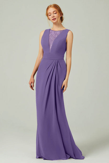 Sheath-Column Floor Length Chiffon Bridesmaid Dress Formal Dresses CB0297