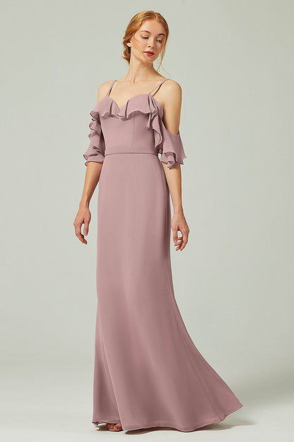 Sheath-Column Floor Length Chiffon Bridesmaid Dress CB0301
