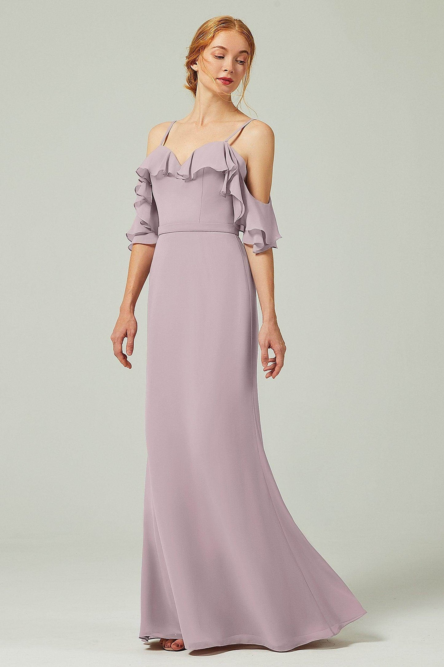 Sheath-Column Floor Length Chiffon Bridesmaid Dress CB0301