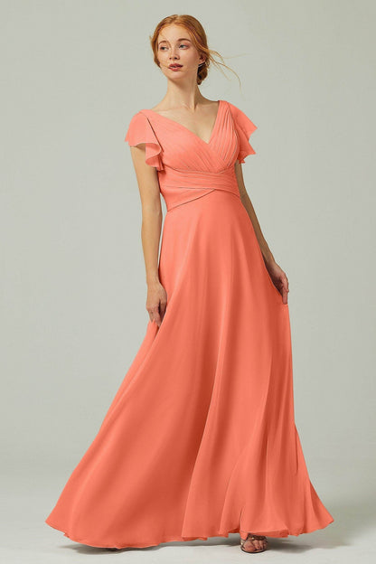 A-Line Floor Length Chiffon Bridesmaid Dress CB0302PS