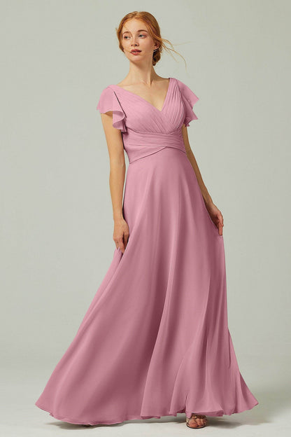 A-Line Floor Length Chiffon Bridesmaid Dress CB0302