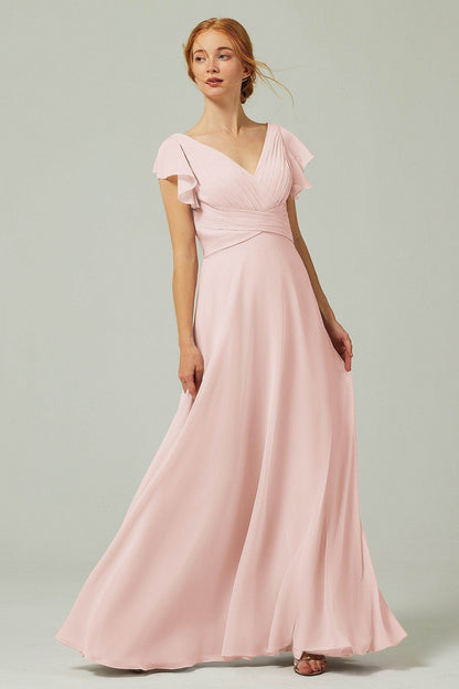 A-Line Floor Length Chiffon Bridesmaid Dress CB0302PS