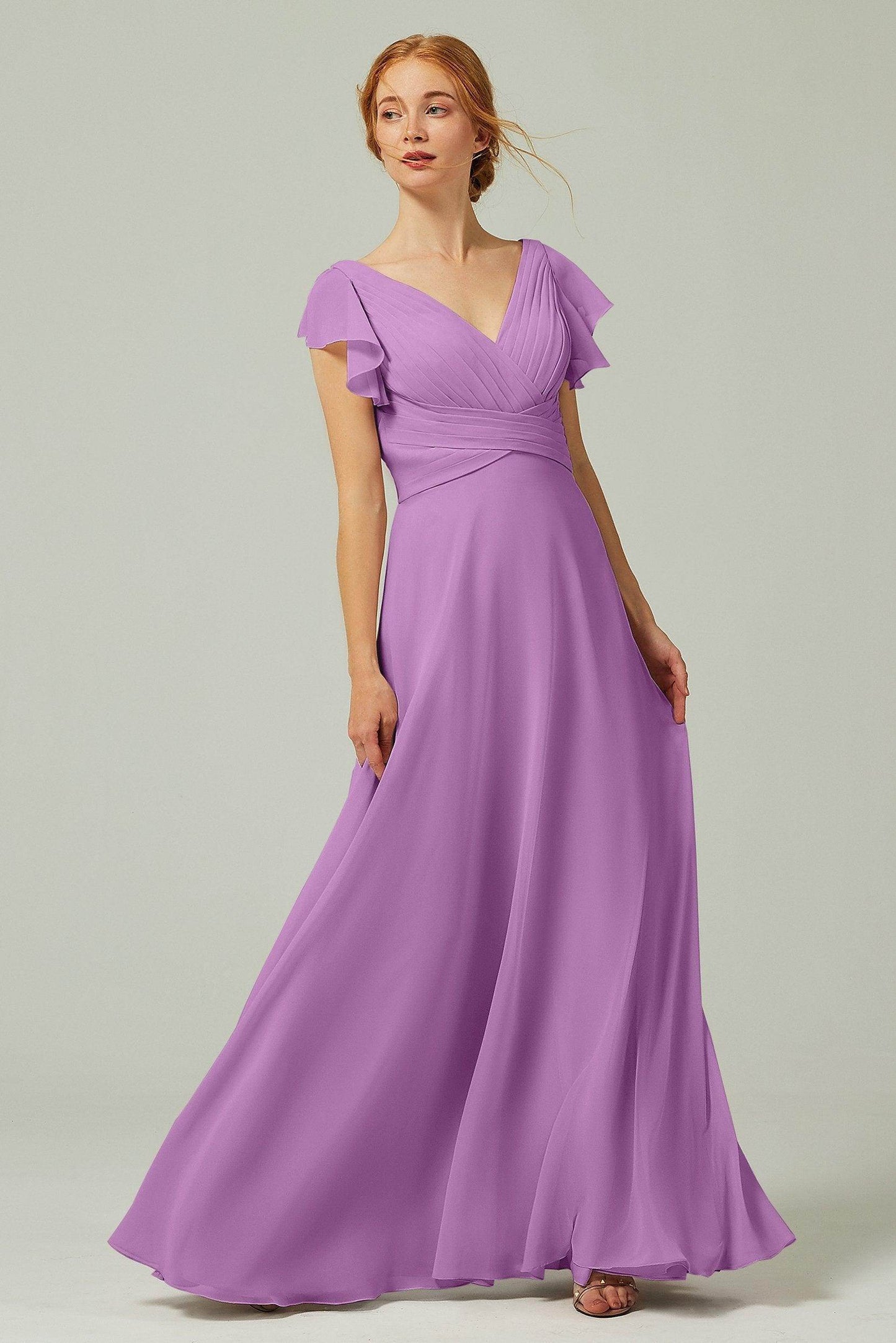 A-Line Floor Length Chiffon Bridesmaid Dress CB0302