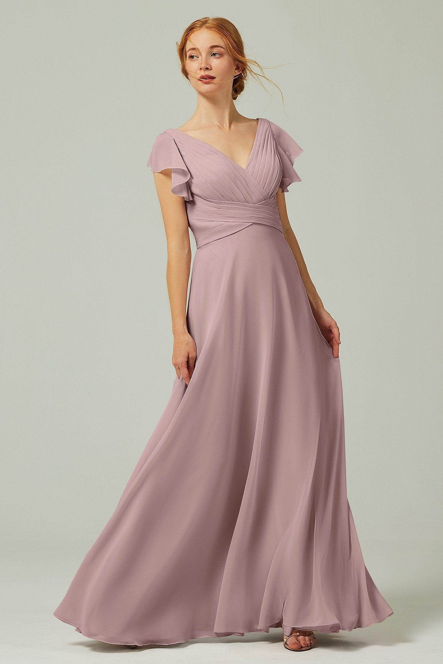 A-Line Floor Length Chiffon Bridesmaid Dress CB0302