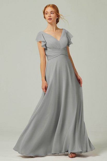 A-Line Floor Length Chiffon Bridesmaid Dress CB0302