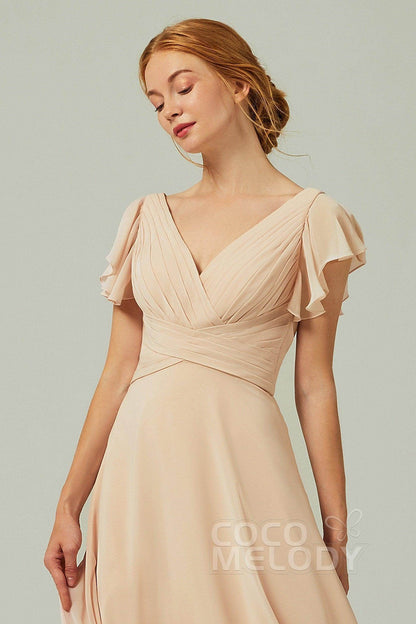 A-Line Floor Length Chiffon Bridesmaid Dress CB0302PS