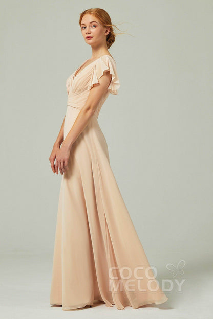 A-Line Floor Length Chiffon Bridesmaid Dress CB0302PS