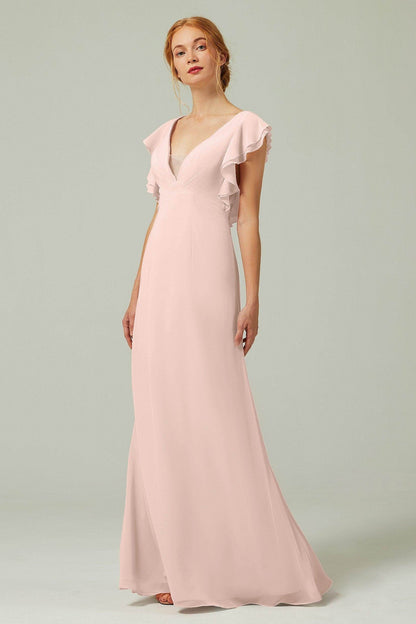 Sheath-Column Floor Length Chiffon Bridesmaid Dress CB0304