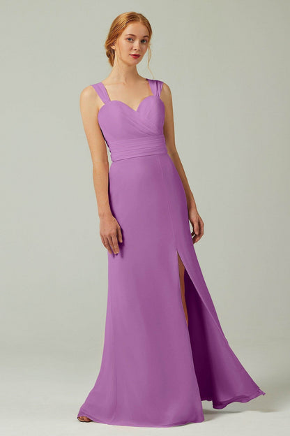 Sheath-Column Floor Length Chiffon Bridesmaid Dress CB0305