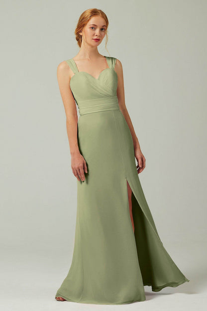 Sheath-Column Floor Length Chiffon Bridesmaid Dress CB0305