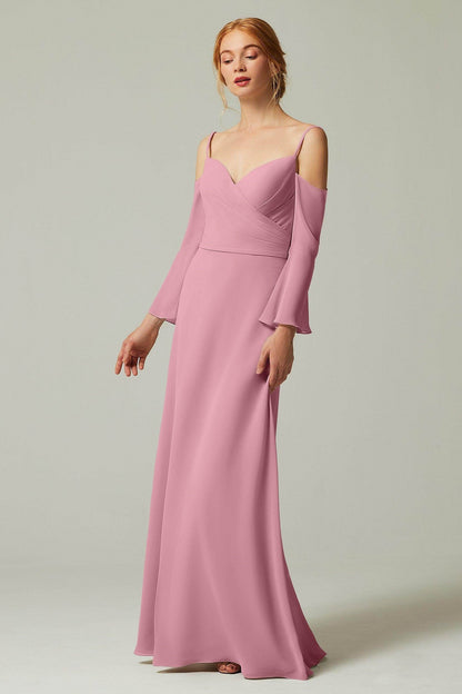A-Line Floor Length Chiffon Bridesmaid Dress CB0307