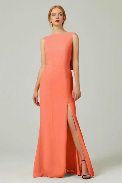 Sheath-Column Sweep-Brush Chiffon Bridesmaid Dress Formal Dresses CB0310PS