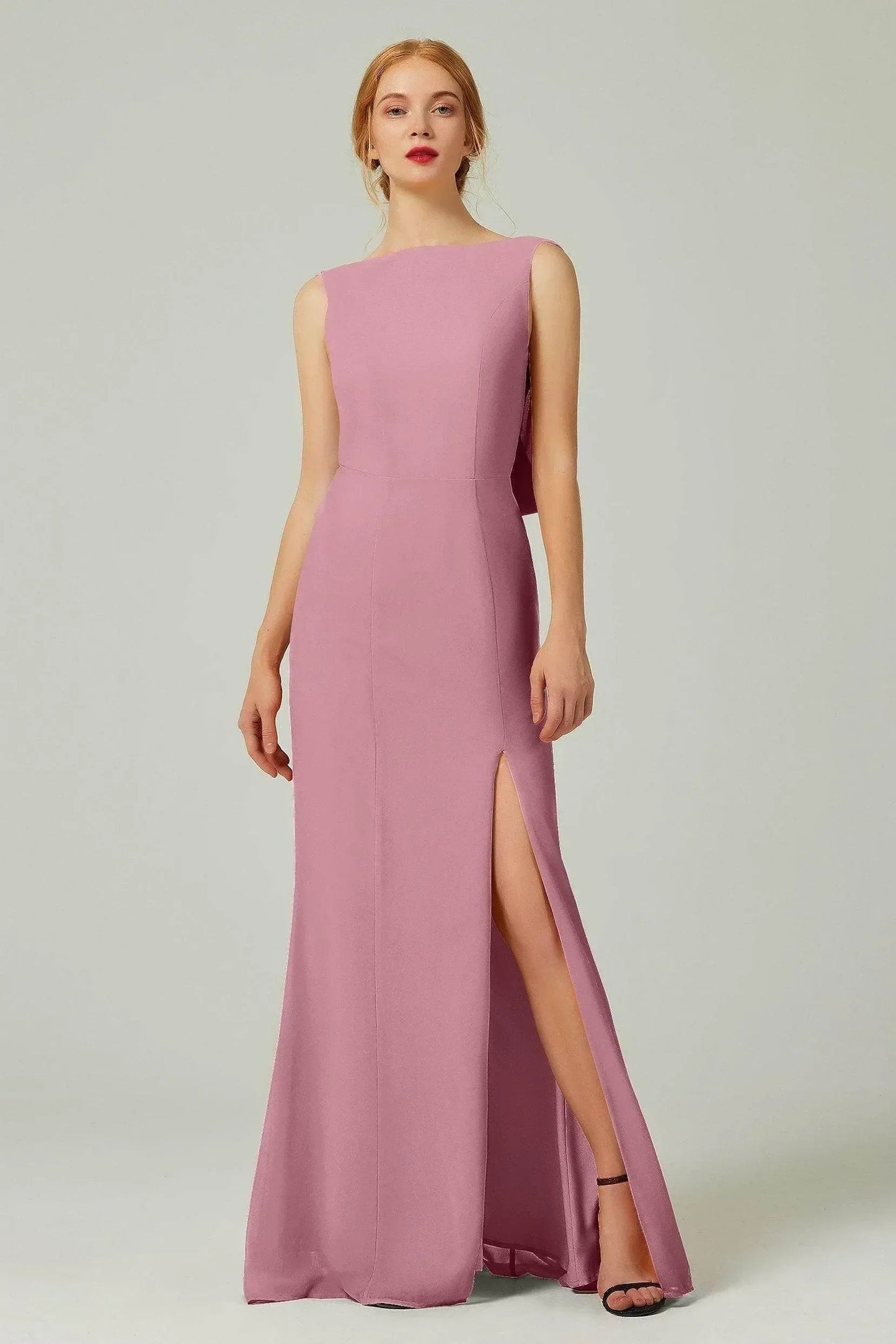 Sheath-Column Sweep-Brush Chiffon Bridesmaid Dress Formal Dresses CB0310PS