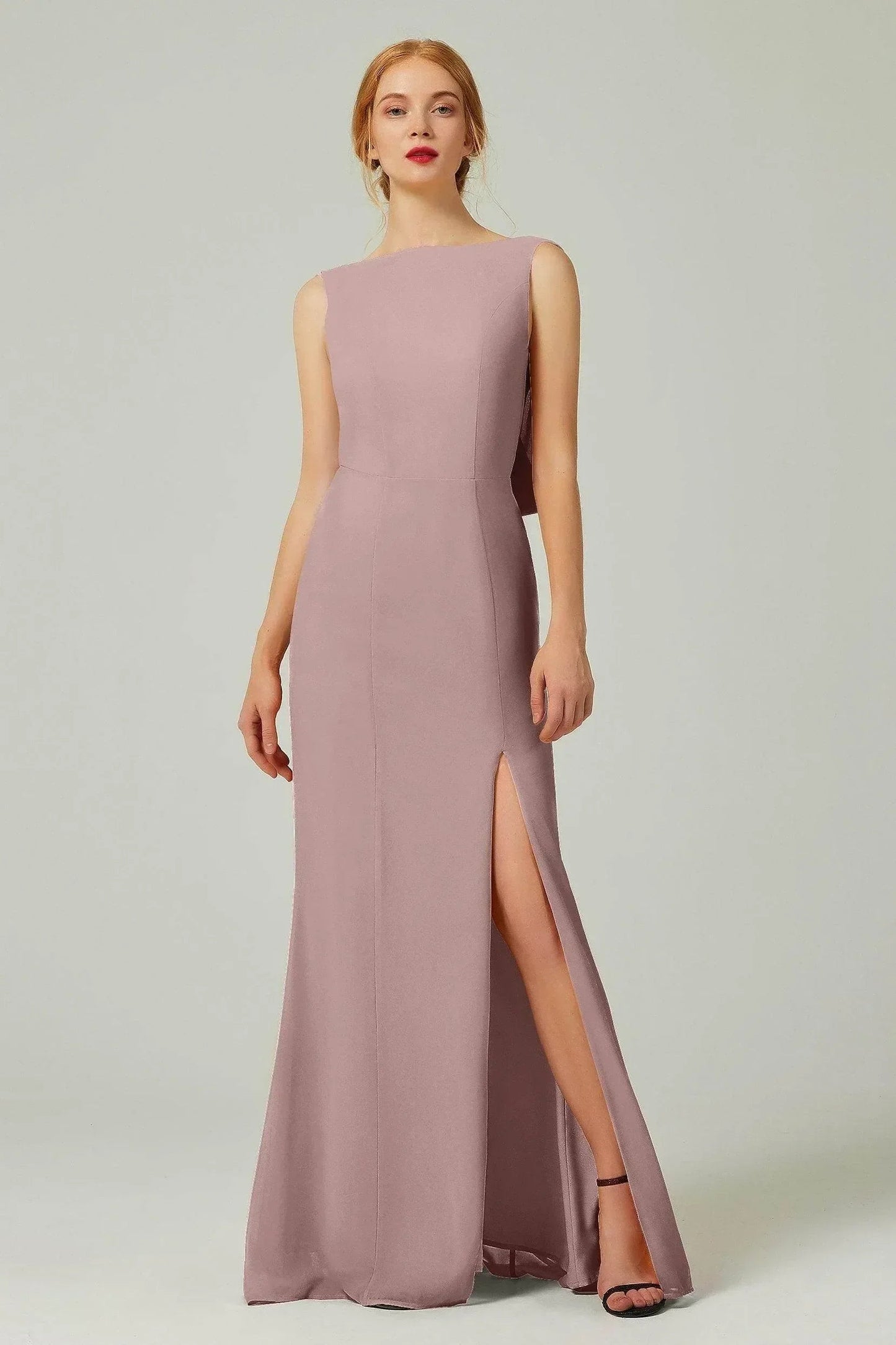 Sheath-Column Sweep-Brush Chiffon Bridesmaid Dress Formal Dresses CB0310