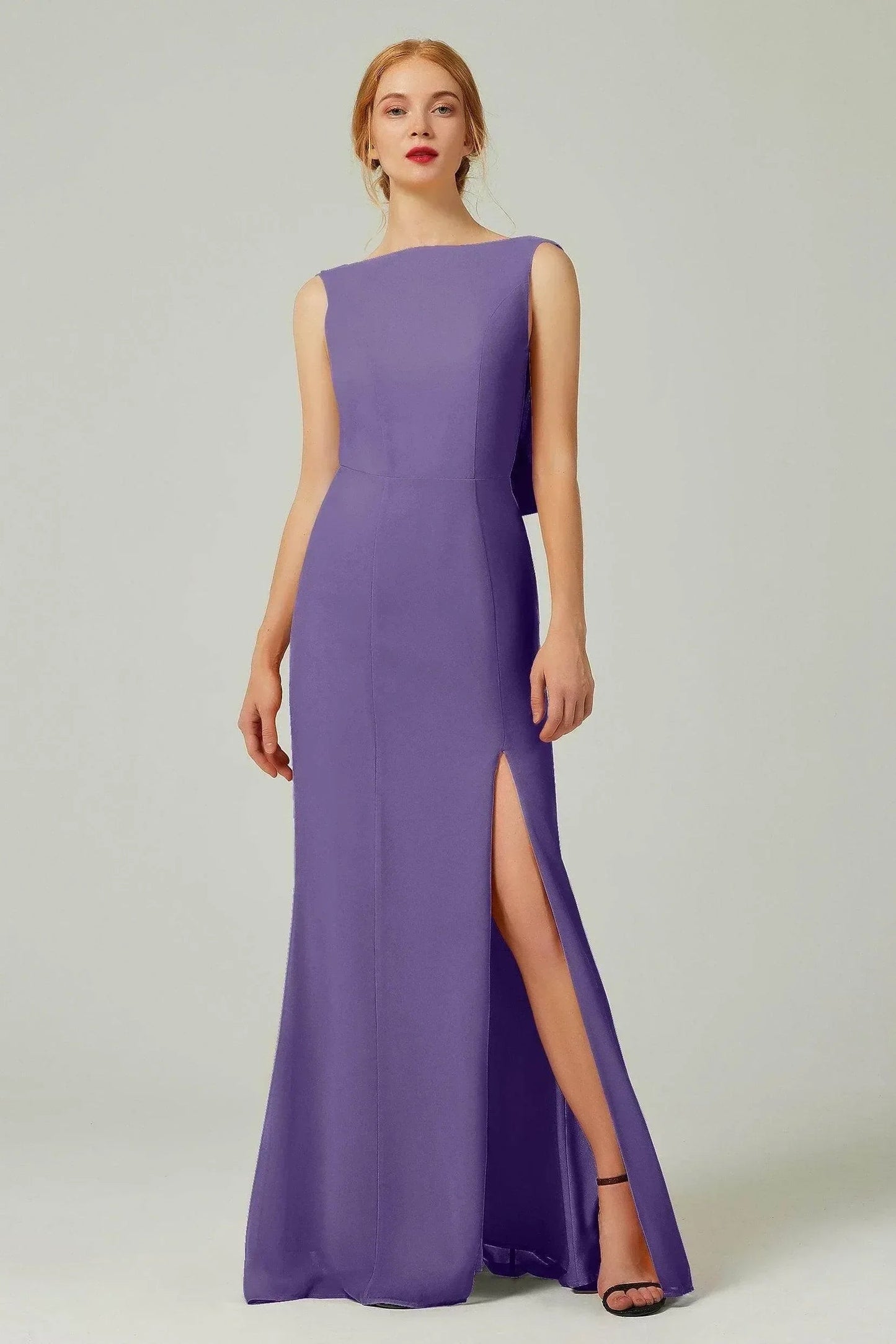 Sheath-Column Sweep-Brush Chiffon Bridesmaid Dress Formal Dresses CB0310PS