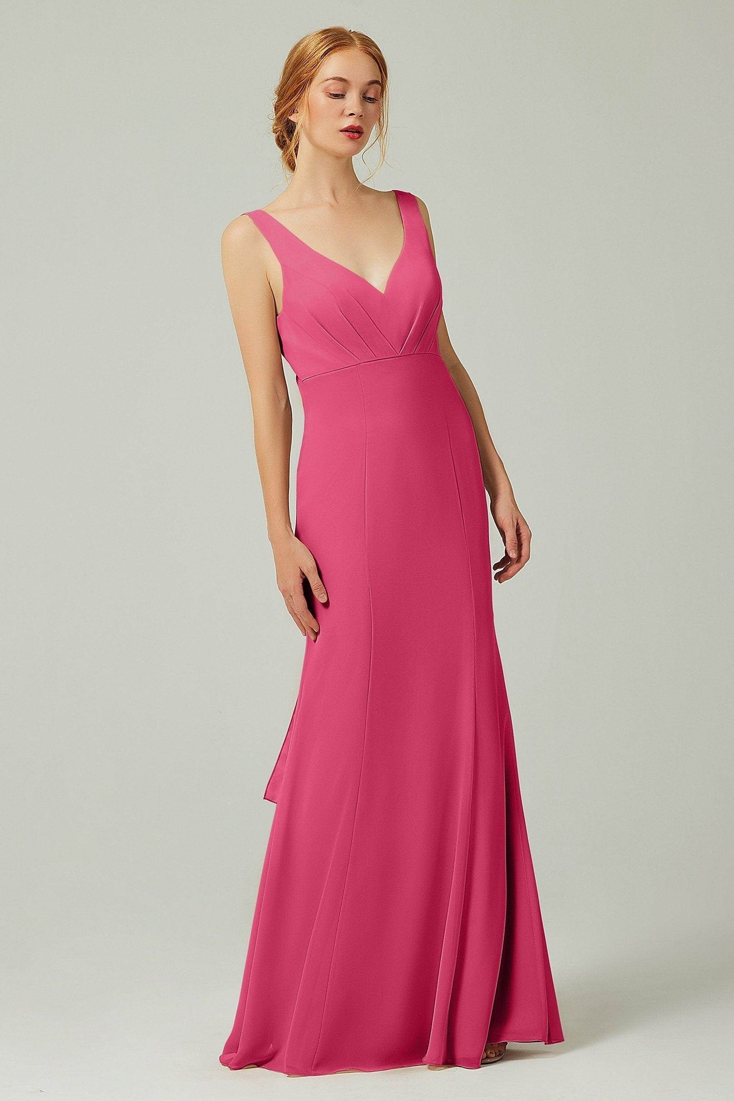 Sheath-Column Floor Length Chiffon Bridesmaid Dress CB0314