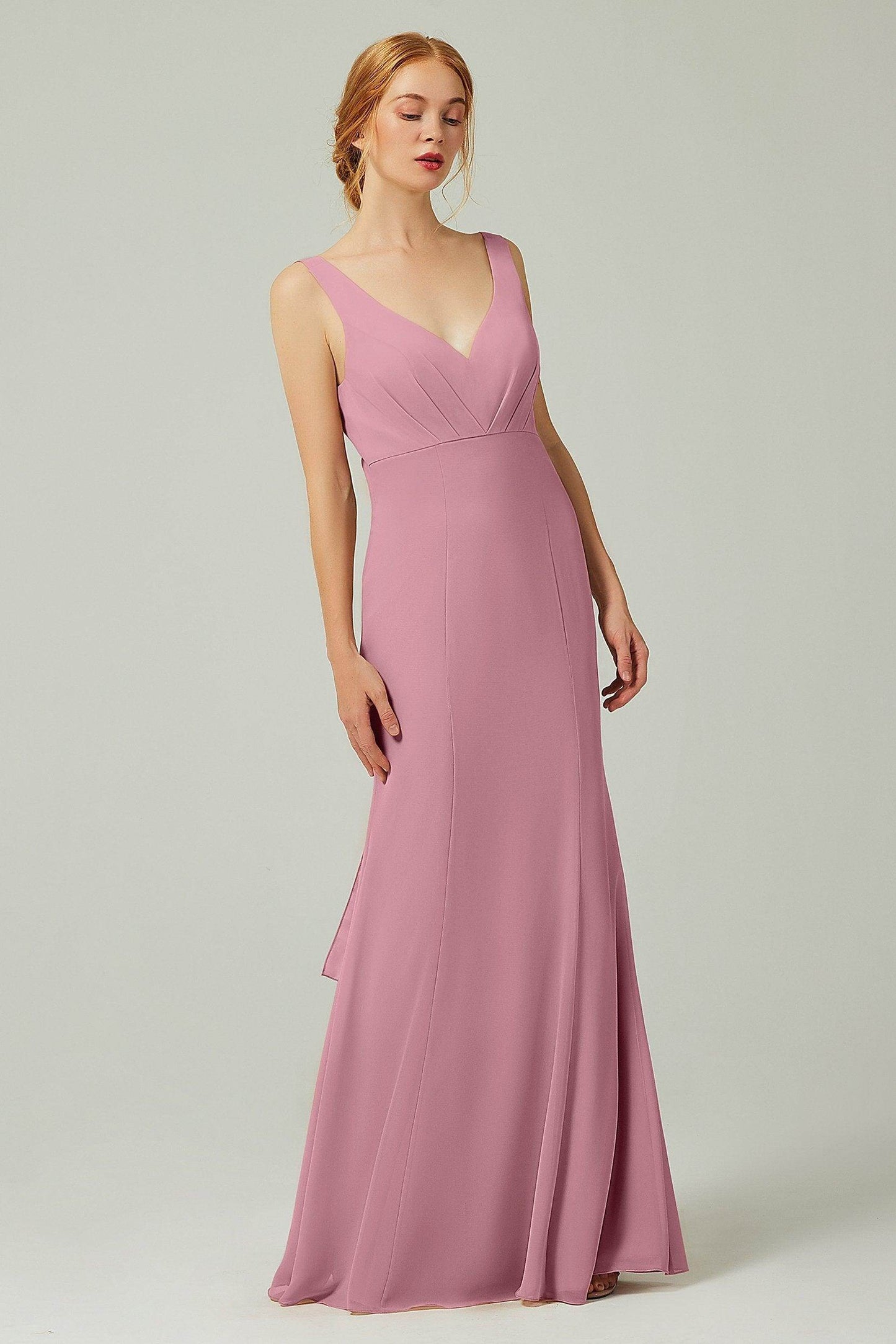 Sheath-Column Floor Length Chiffon Bridesmaid Dress CB0314