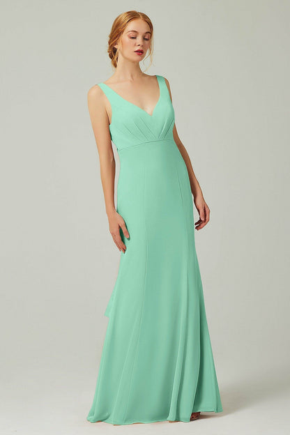 Sheath-Column Floor Length Chiffon Bridesmaid Dress CB0314