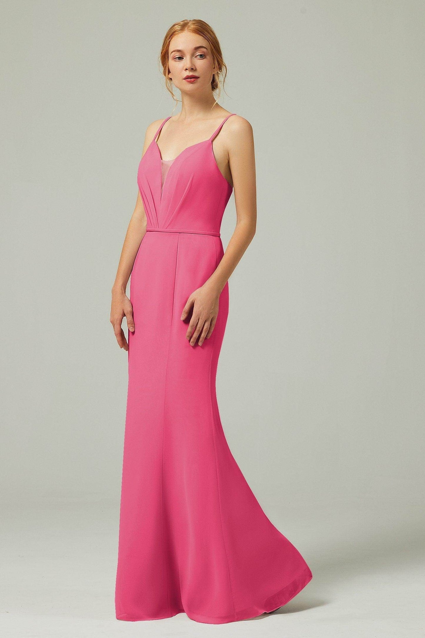Trumpet-Mermaid Floor Length Chiffon Bridesmaid Dress CB0319
