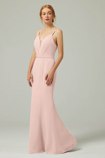 Trumpet-Mermaid Floor Length Chiffon Bridesmaid Dress CB0319