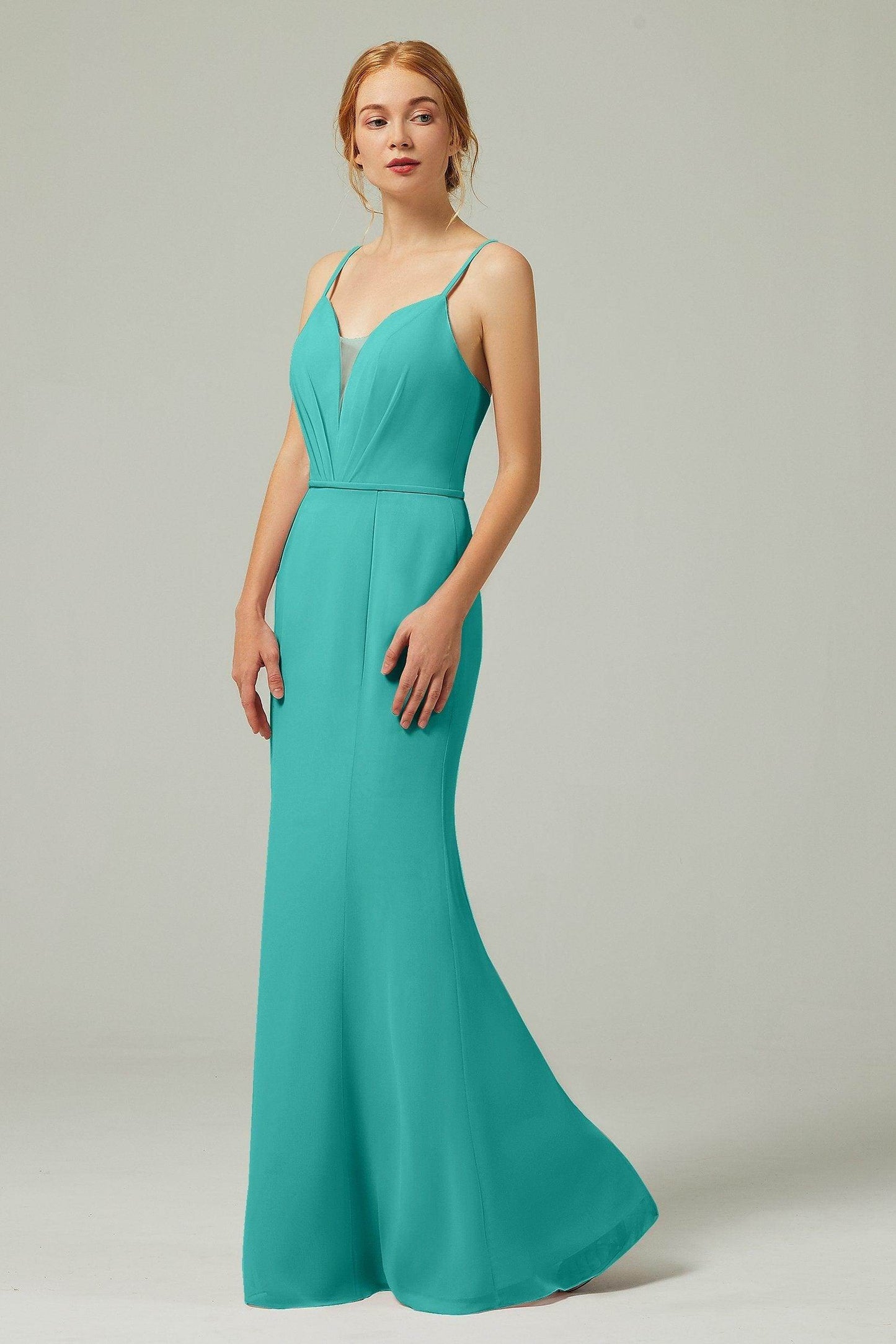Trumpet-Mermaid Floor Length Chiffon Bridesmaid Dress CB0319
