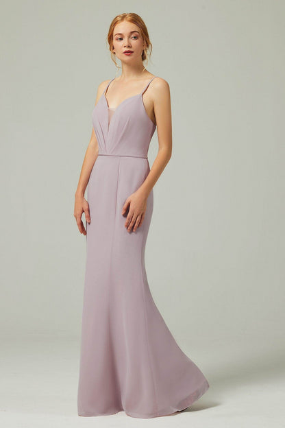 Trumpet-Mermaid Floor Length Chiffon Bridesmaid Dress CB0319