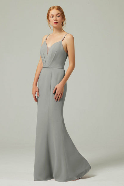 Trumpet-Mermaid Floor Length Chiffon Bridesmaid Dress CB0319