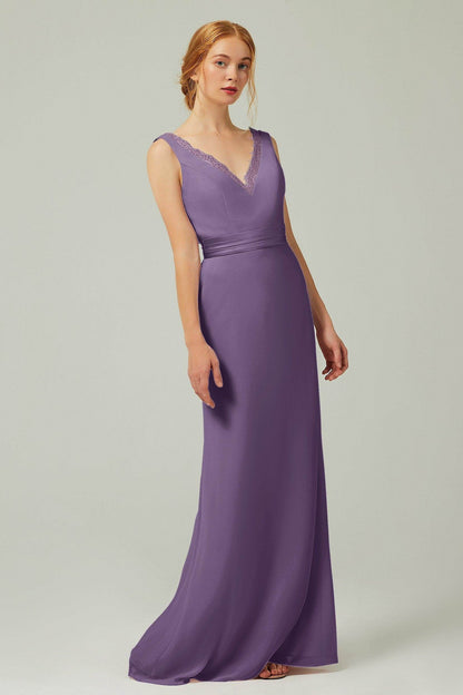Sheath-Column Floor Length Chiffon Bridesmaid Dress CB0320