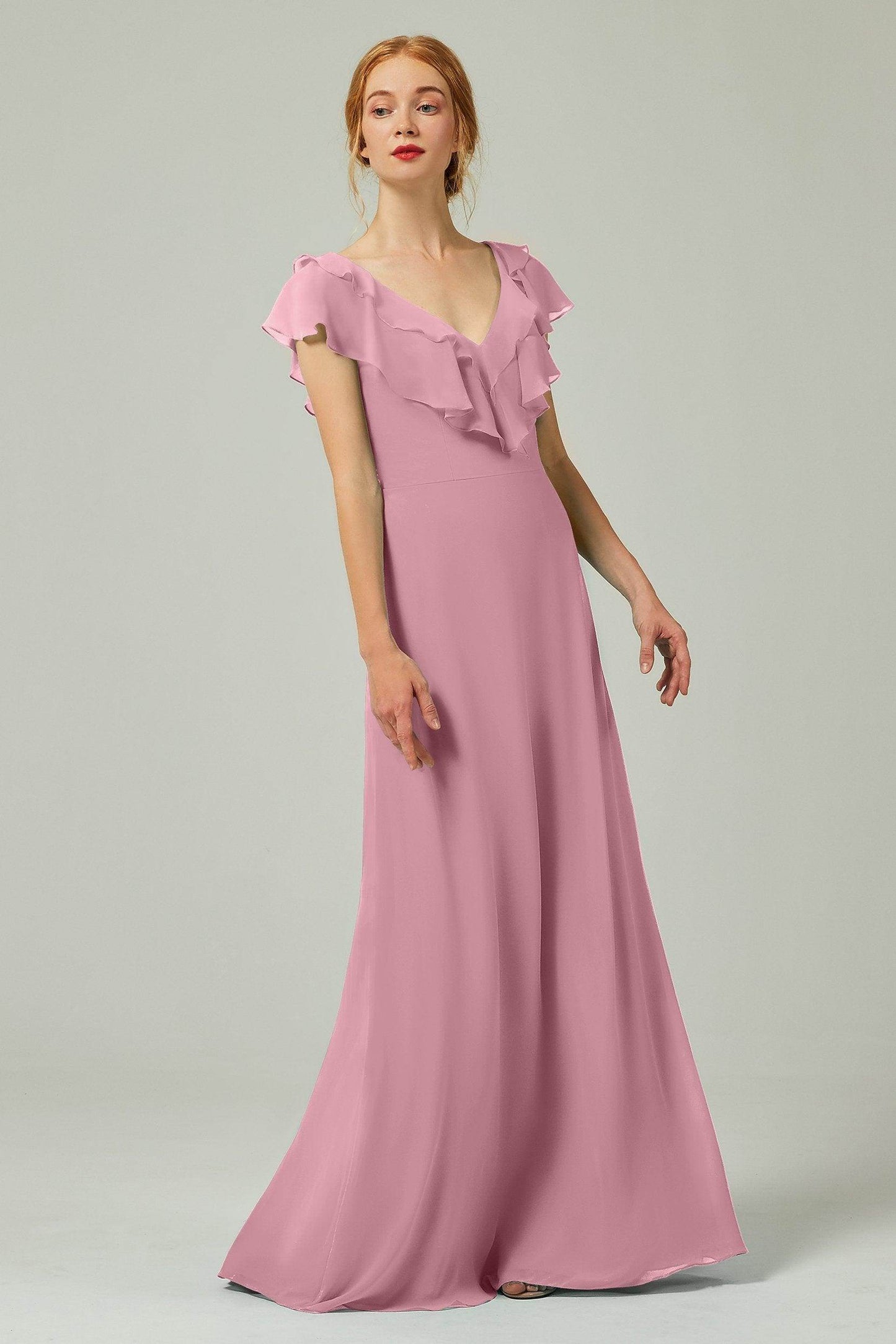 A-Line Floor Length Chiffon Bridesmaid Dress CB0323