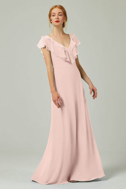 A-Line Floor Length Chiffon Bridesmaid Dress CB0323