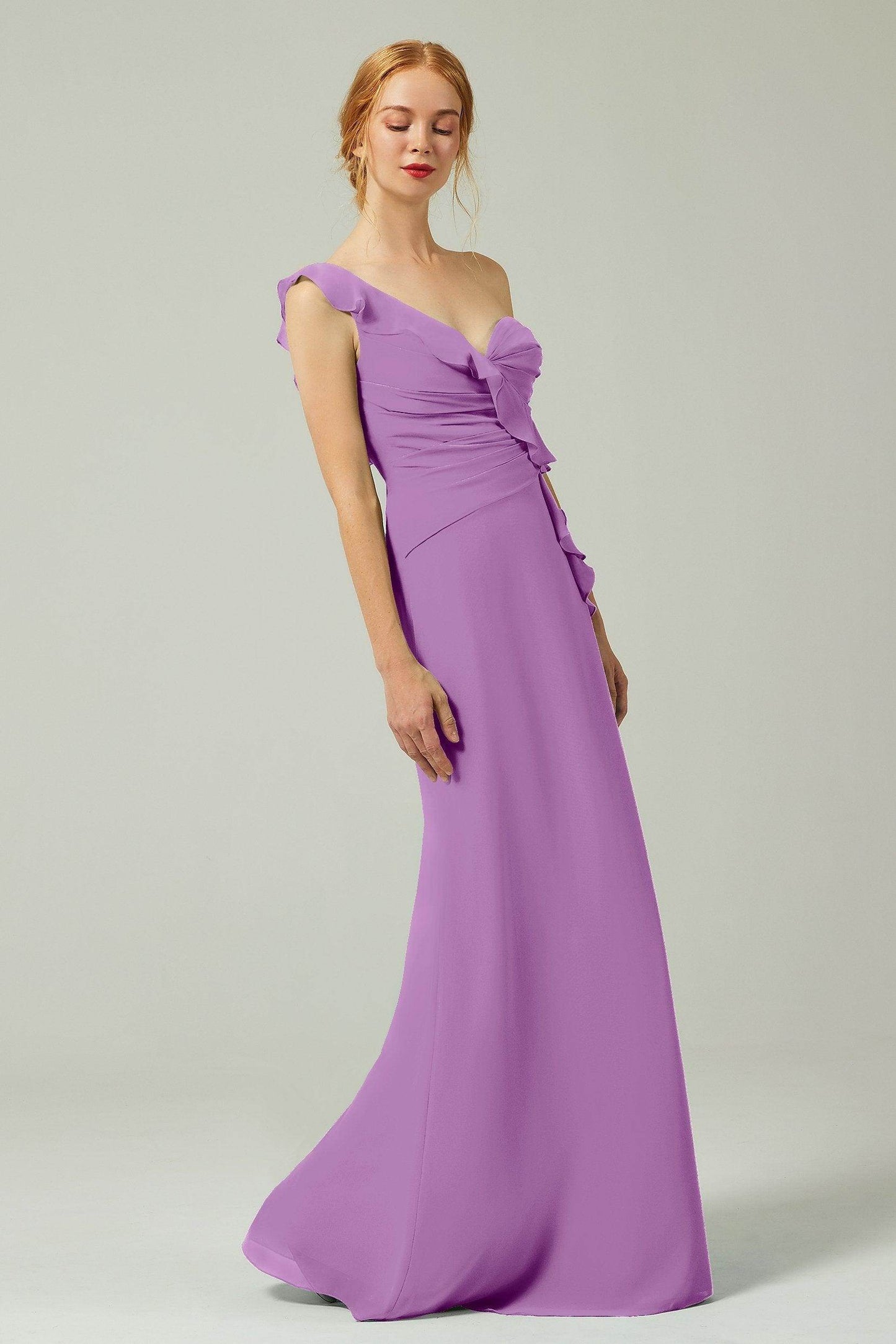 Sheath-Column Floor Length Chiffon Bridesmaid Dress CB0324