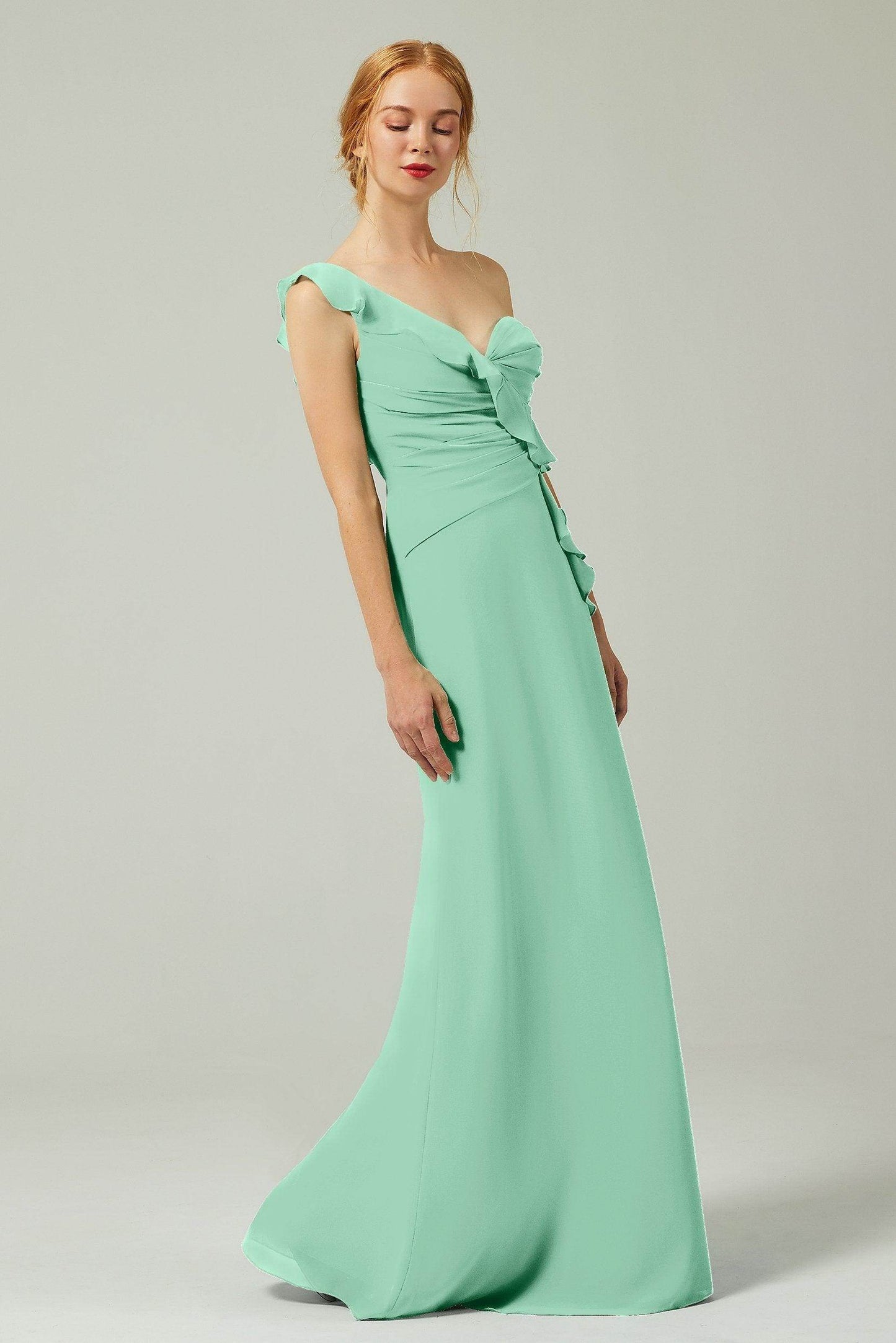 Sheath-Column Floor Length Chiffon Bridesmaid Dress CB0324