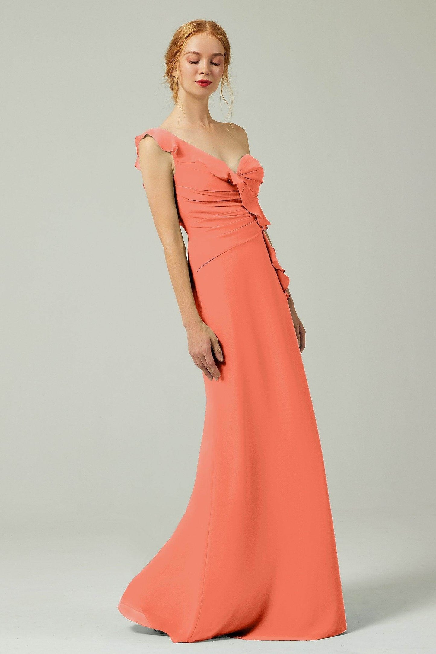 Sheath-Column Floor Length Chiffon Bridesmaid Dress CB0324