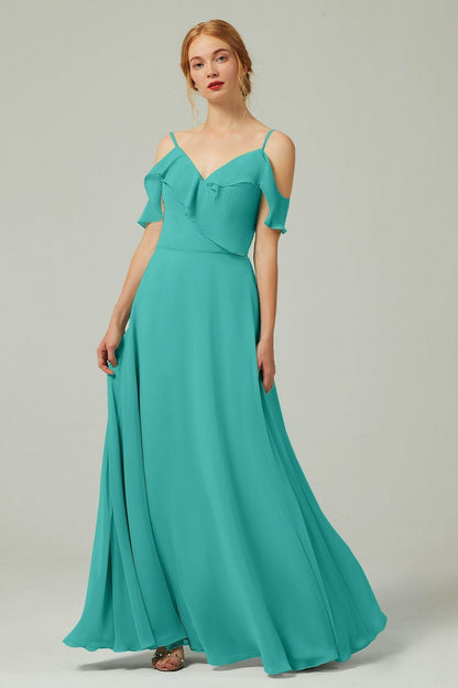 A-Line Floor Length Chiffon Bridesmaid Dress CB0326